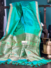 Katan Silk Banarasi - Sea Green Paithani Khadwa Woven