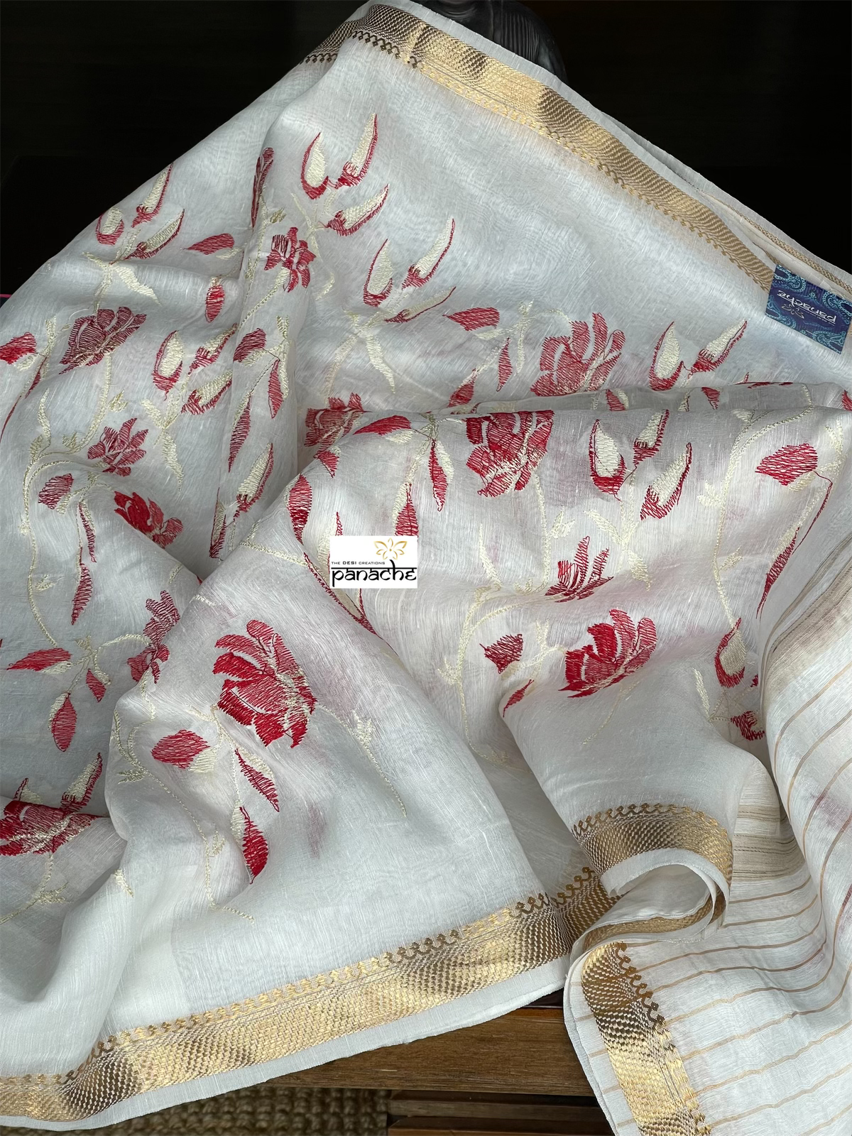 Embroidered Linen - White