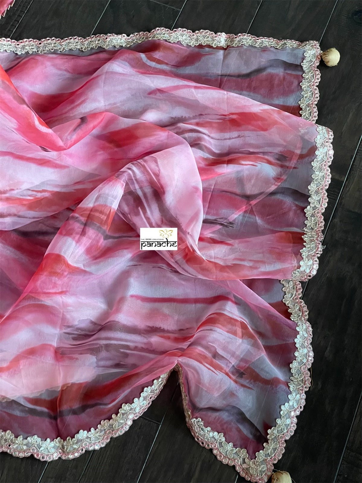 Designer Organza - Pink Tie-Dye