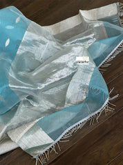Chanderi Organza Silk - Light Blue Silver Zari