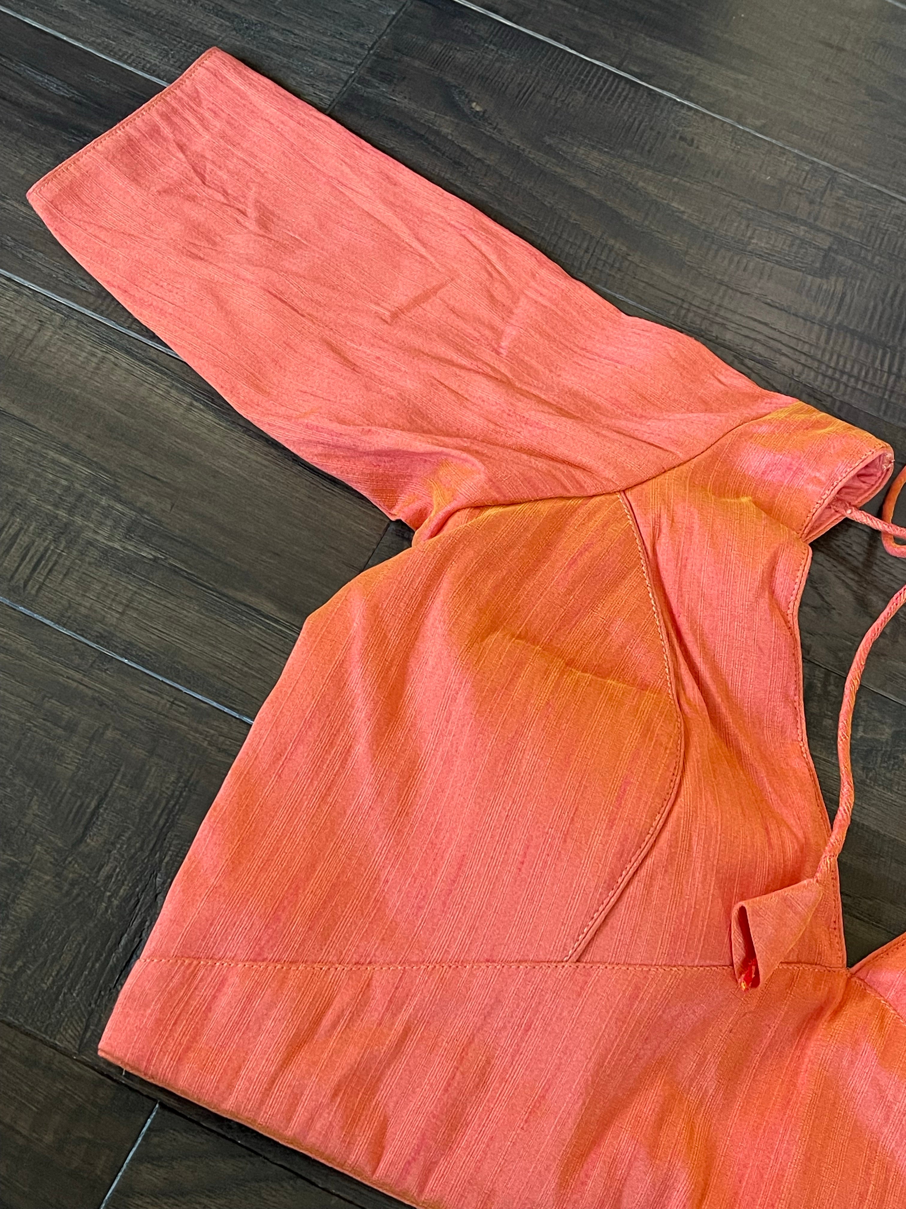Designer Blouse - Rust orange Raw Silk