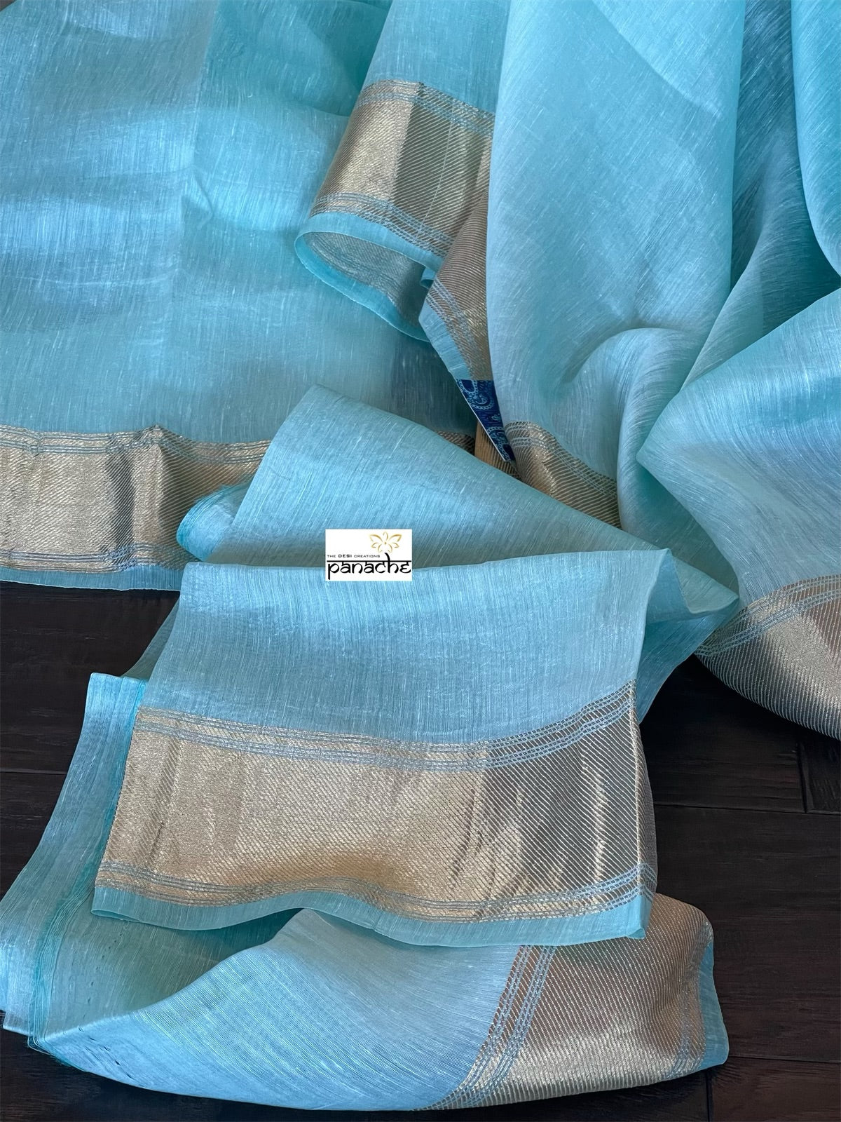 Handloom Silk Linen - Light Mint Blue