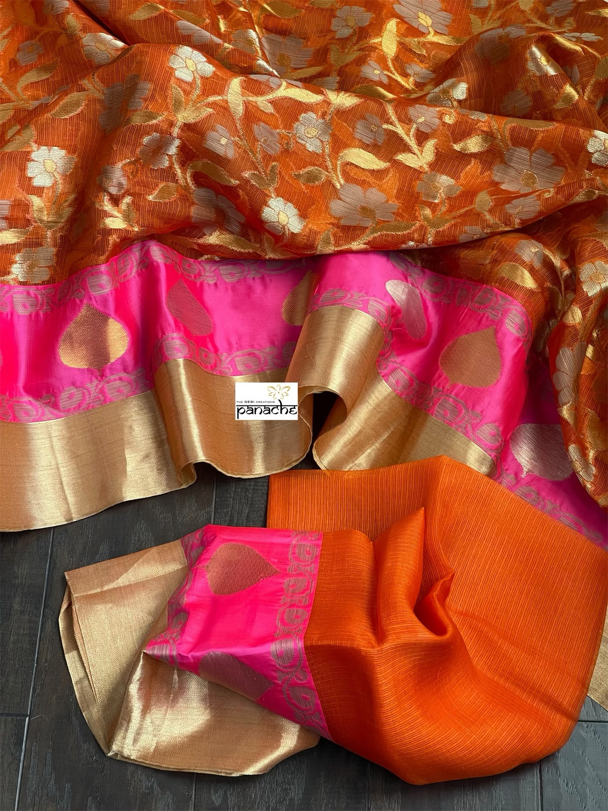 Kota Silk Jangla - Orange Pink