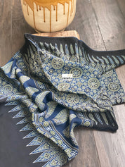 Stole Ajrakh Print - Black Indigo 1
