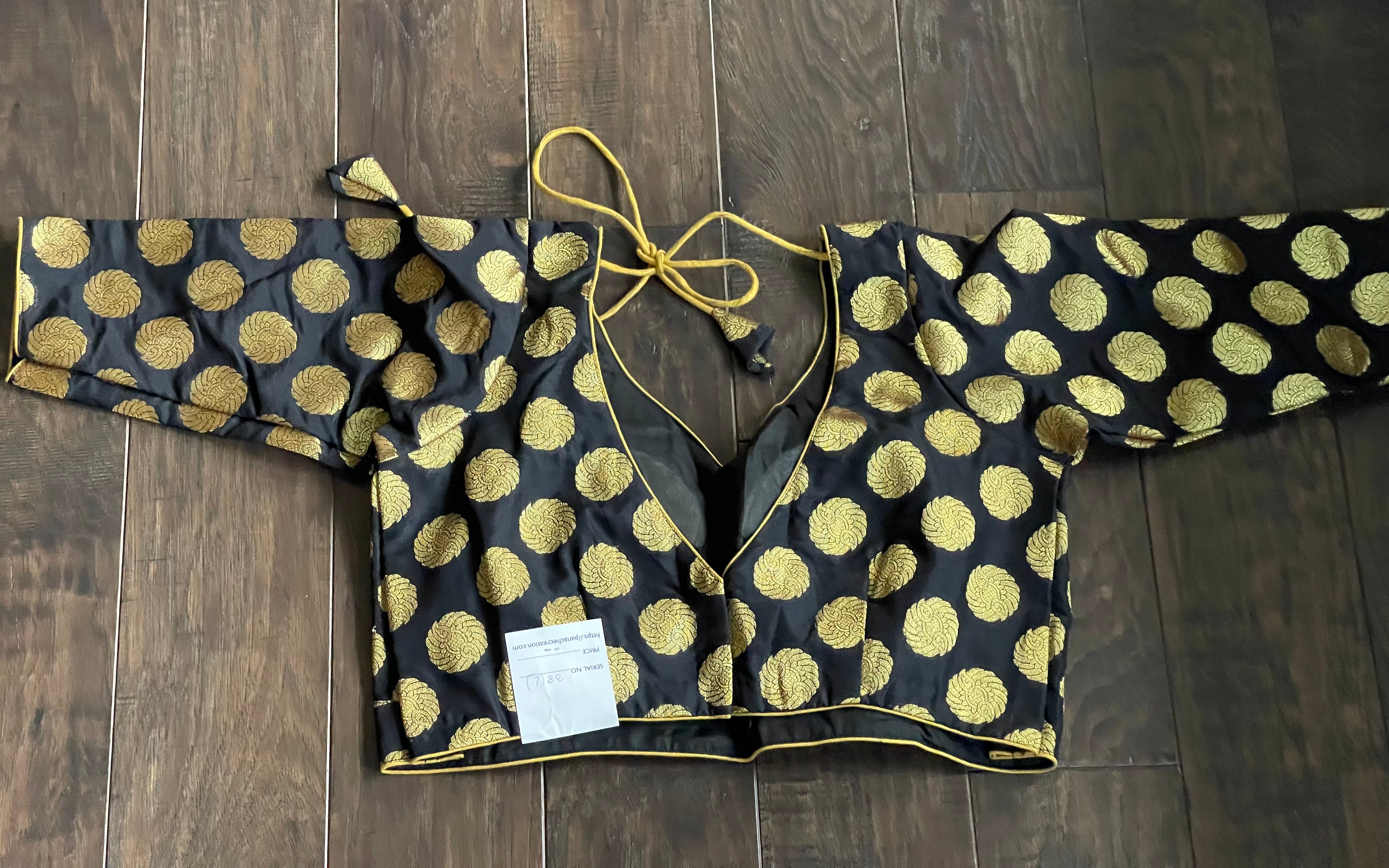 Designer Blouse - Black Gold Zari