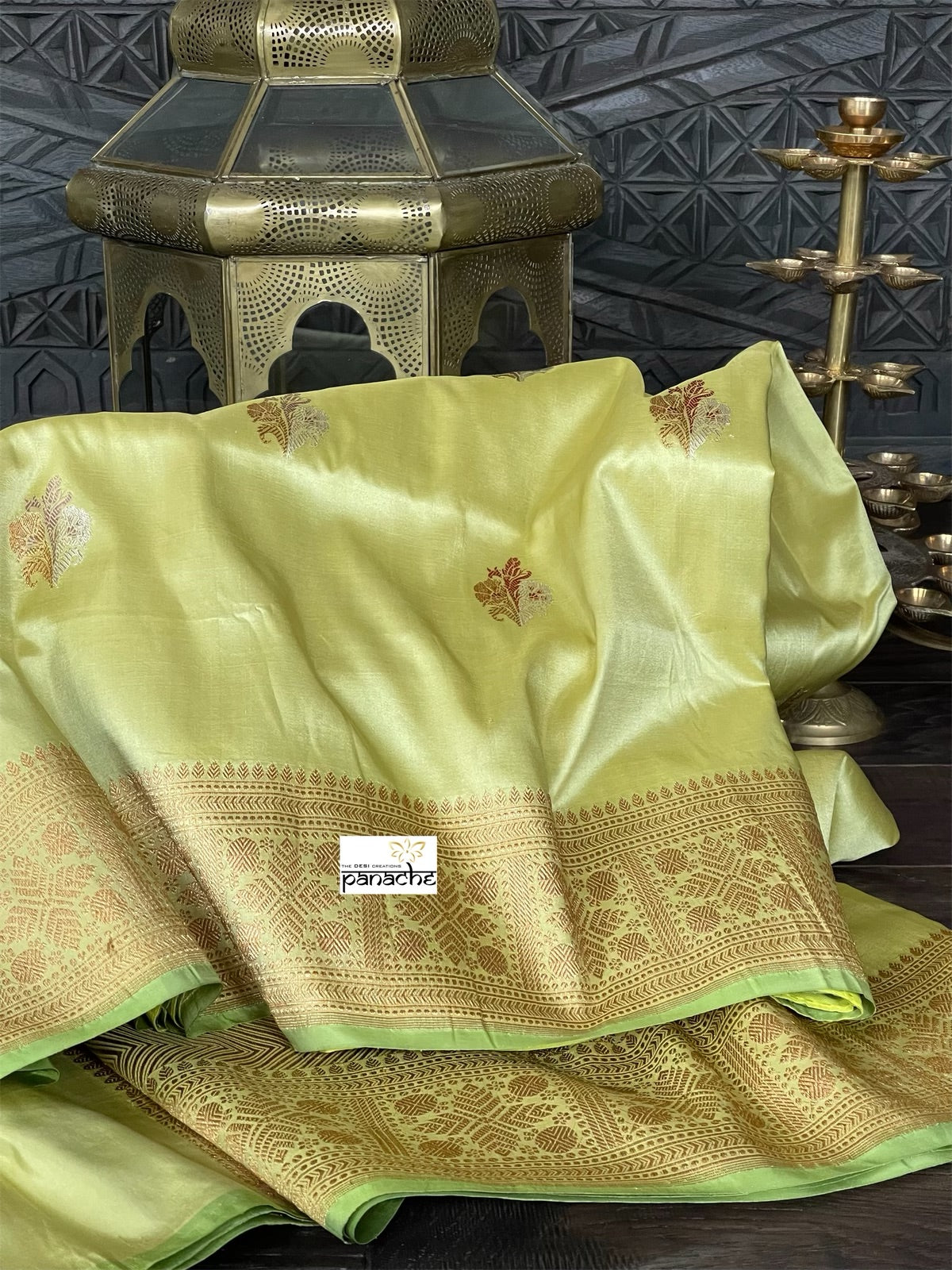 Pure Silk Banarasi - Pista Green Khadhua