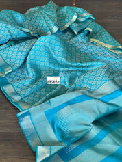 Tussar Silk - Firozi Blue Resham Woven