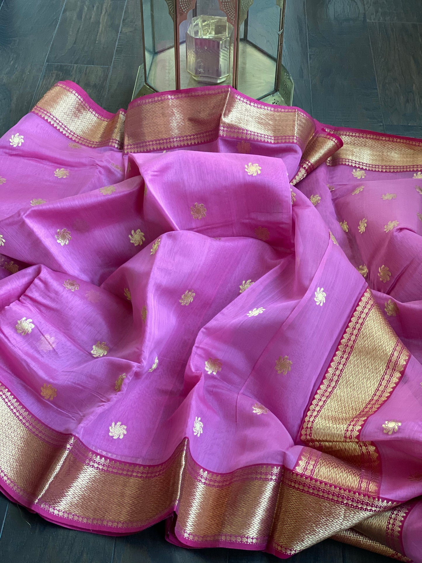 Pure Silk Cotton Chanderi- Magenta Pink Eknalya Woven