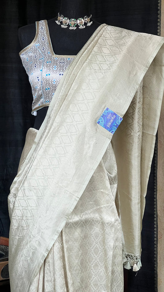 Pure Silk Brocade Banarasi - Light Pista