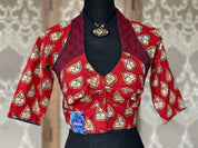 Designer Blouse - Red Maroon Blue White