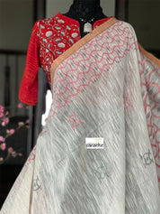 Pure Khadi  Handloom - Off-White Black Maroon Woven