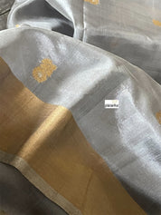 Pure Chanderi Silk - Grey Silver Meenakari