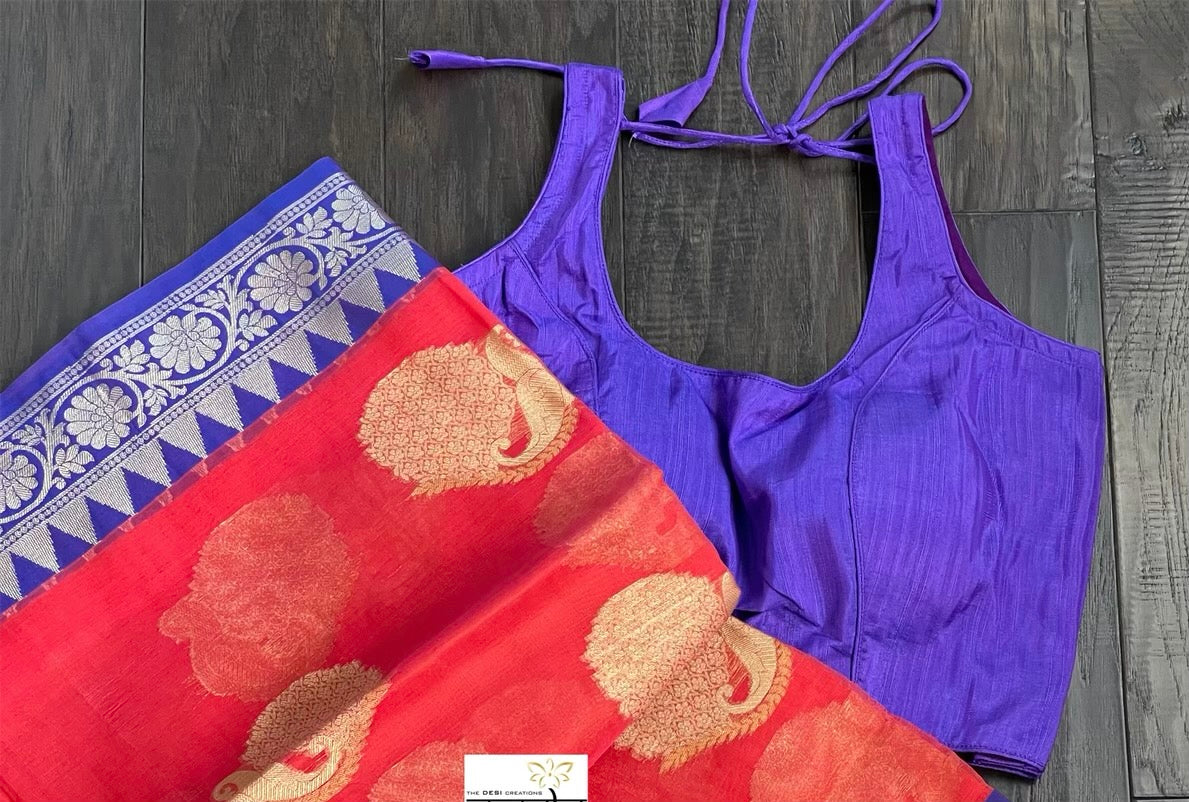 Designer Blouse - Purple Raw Silk
