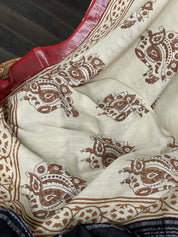 Linen Printed - Cream Beige Black