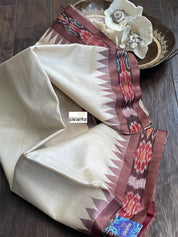 Tussar Silk - Beige Chocolate Brown