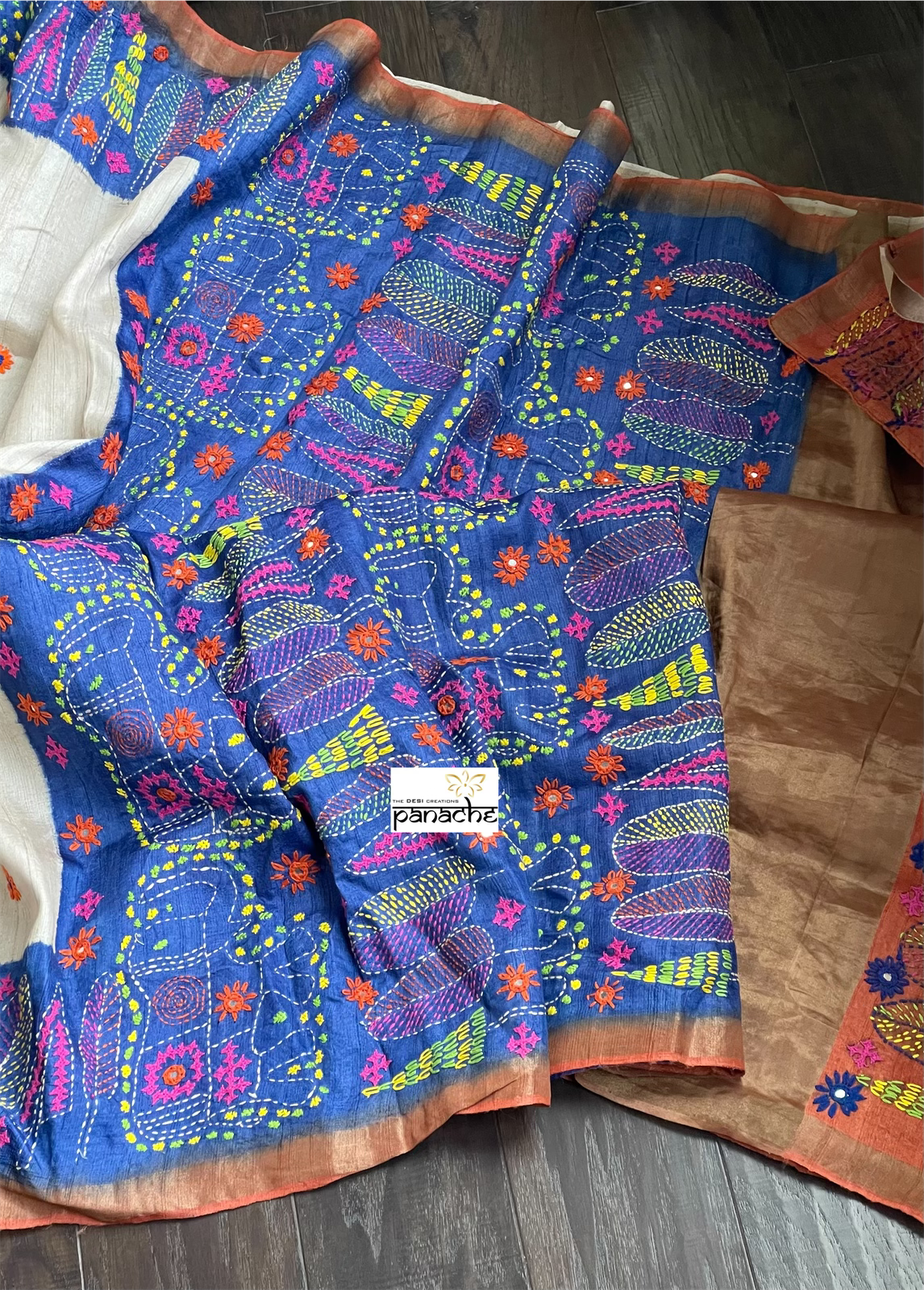 Pure Tussar Silk Lambani - Beige Hand Embroidered