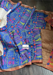 Pure Tussar Silk Lambani - Beige Hand Embroidered