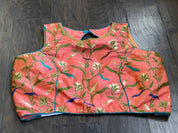 Designer Blouse - Peach Orange Meenakari