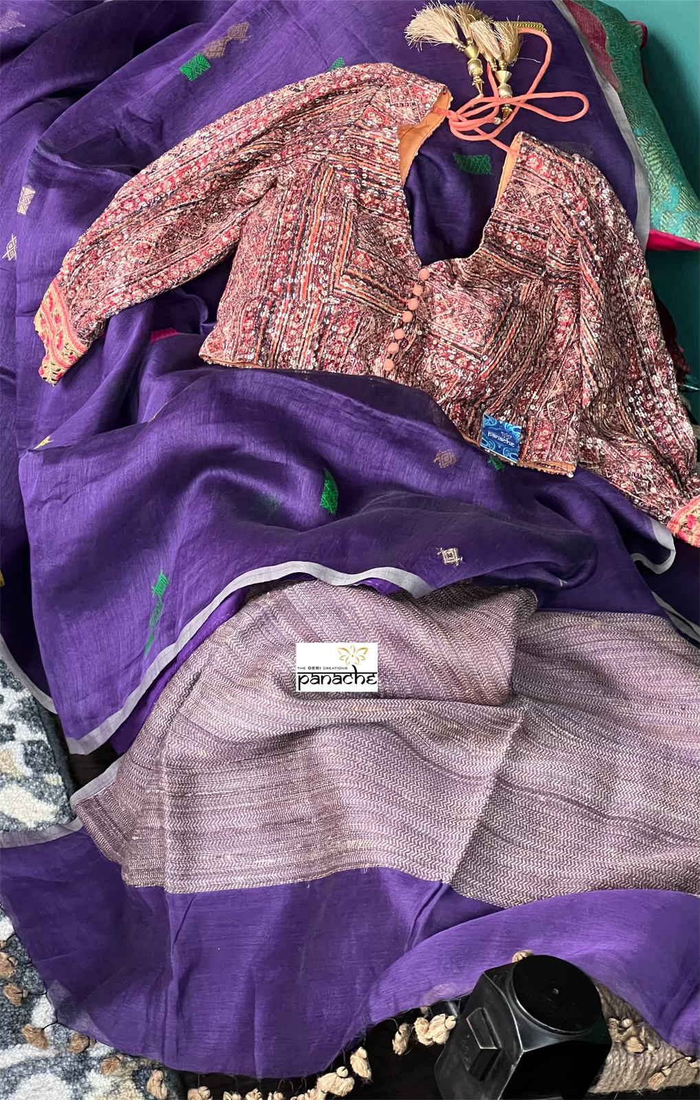 Designer Linen Muslin Silk - Purple