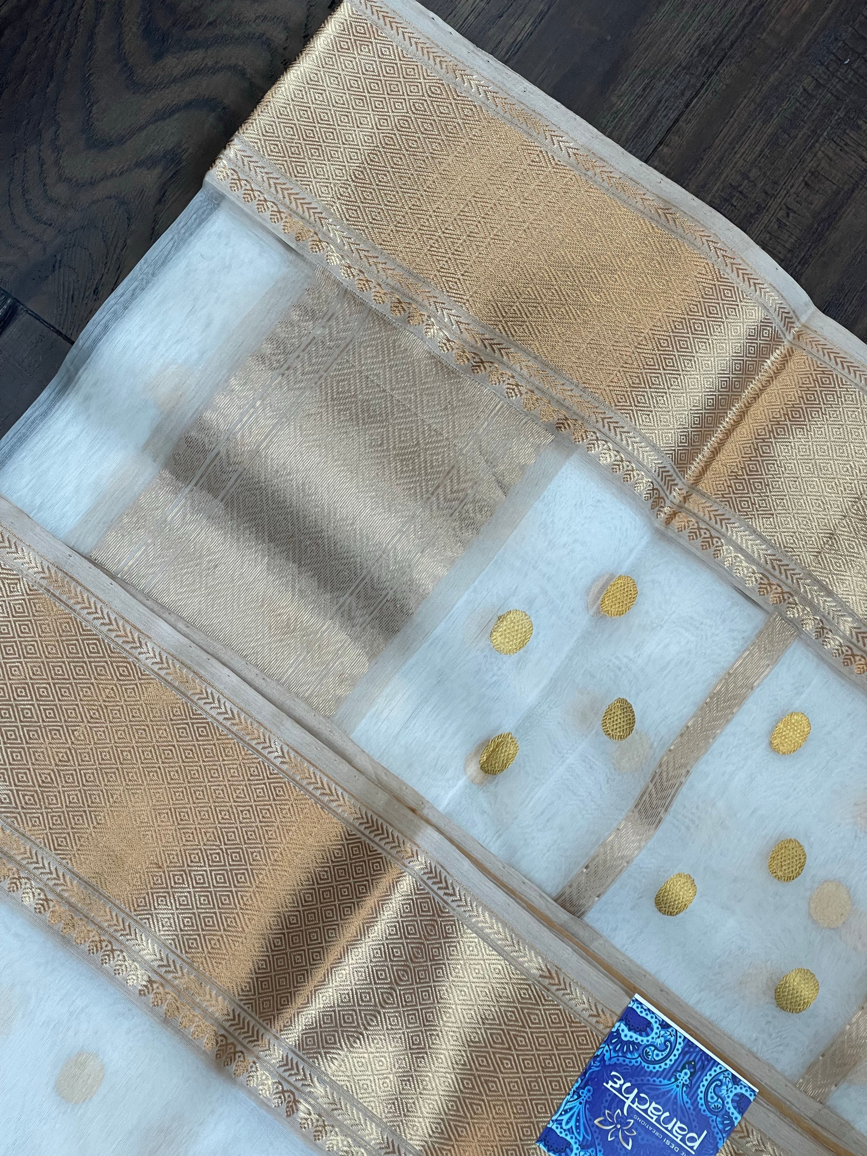 Pure Chanderi Organza Silk - Off White Iknaliya