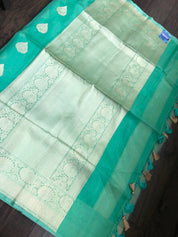 Organza Silk Banarsi - Sea Green Golden Zari