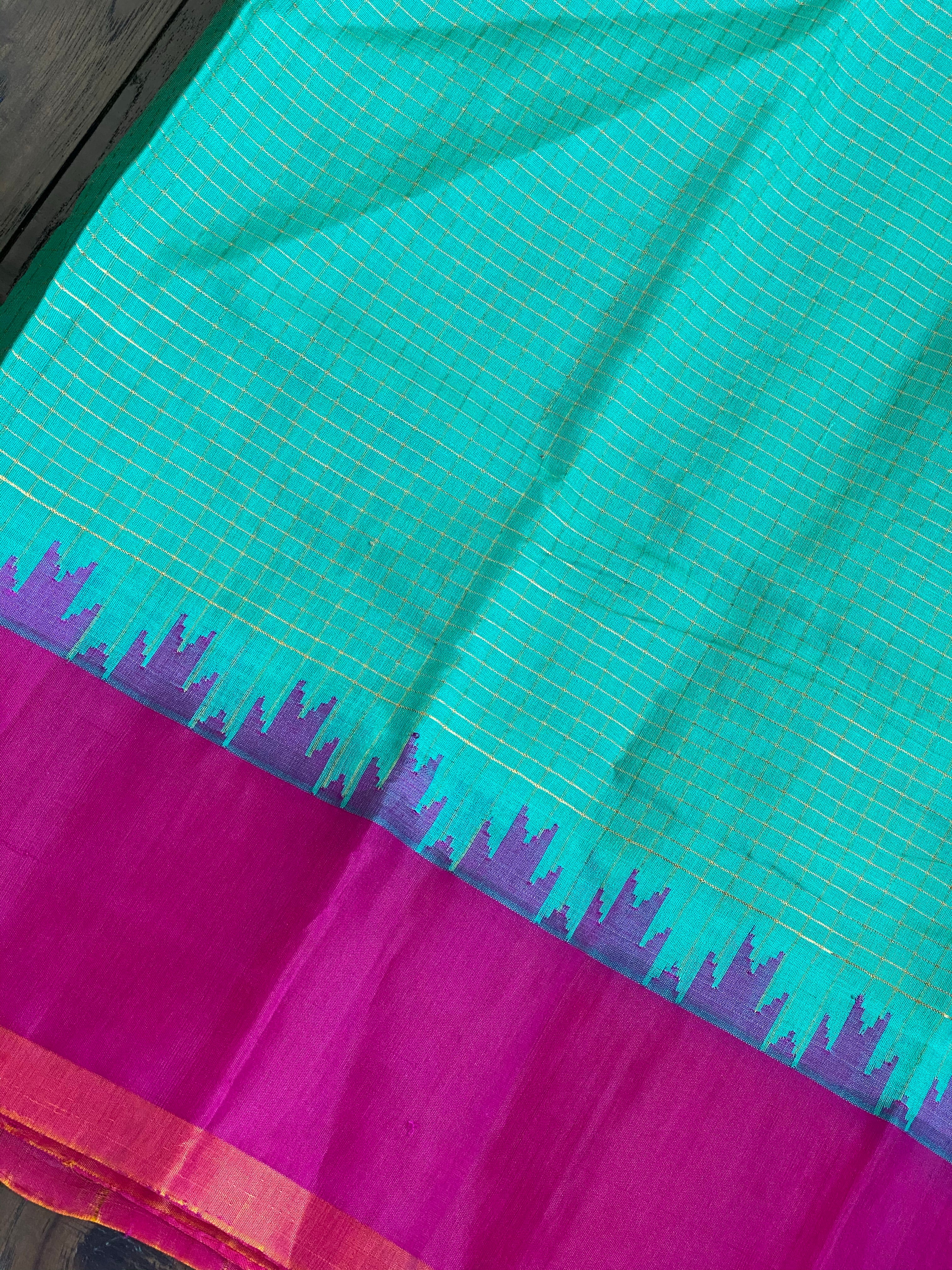 Gadwal Sico - Sea Green Magenta Pink