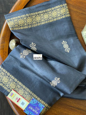 Pure Tussar Silk Woven - Grayish Black