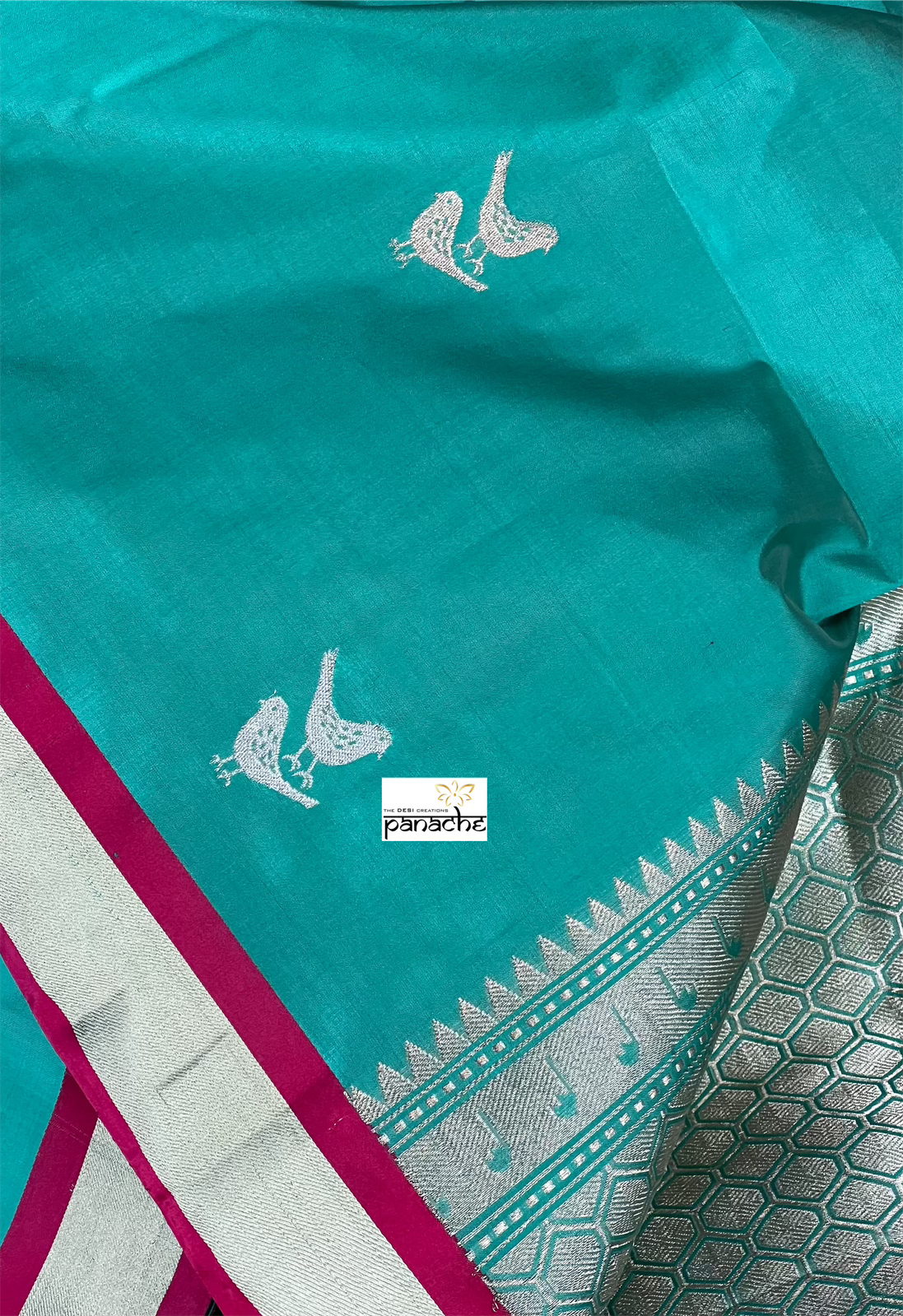Pure Silk Katan Banarasi- Sea Green Antique Zari