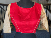 Designer Blouse - Red Beige Golden