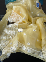 Designer Organza - Yellow Embroidered