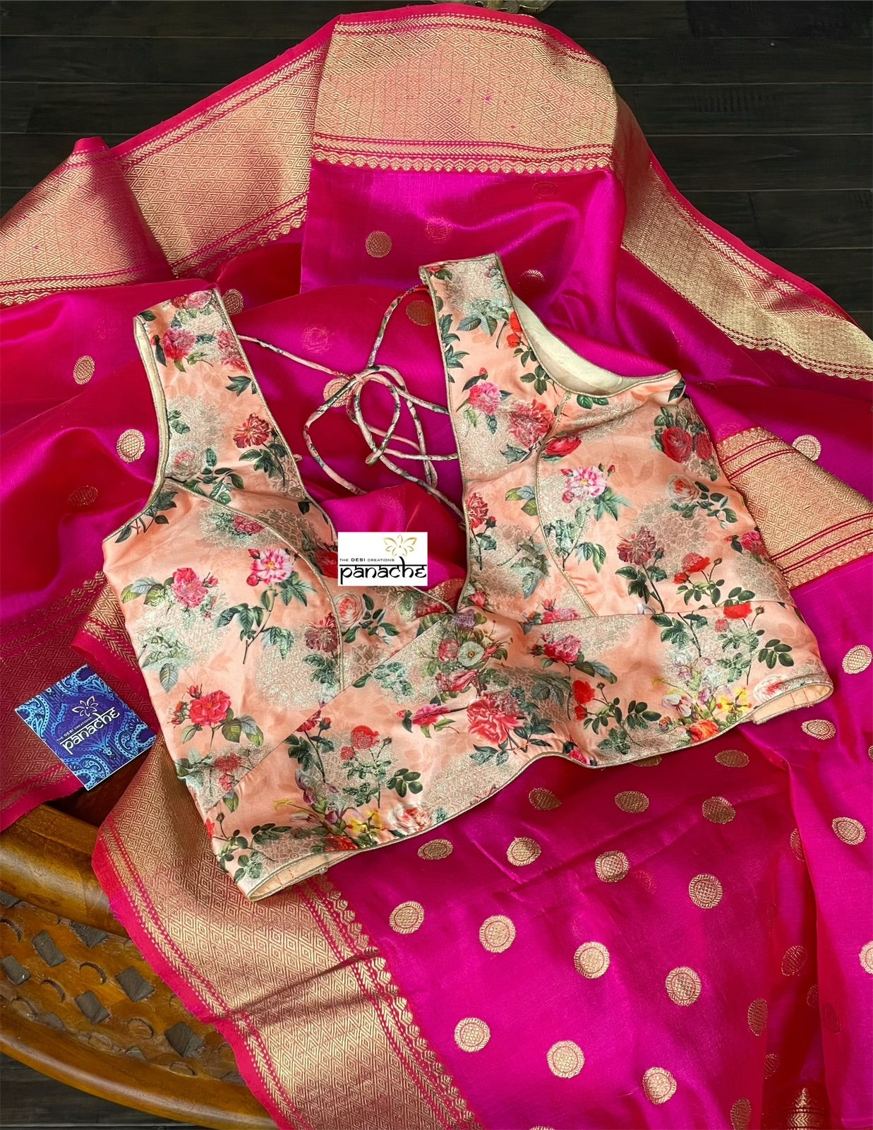 Shop Rani Pink Pure Handloom Banarasi Silk Saree Blouse Designs Online –  Sunasa