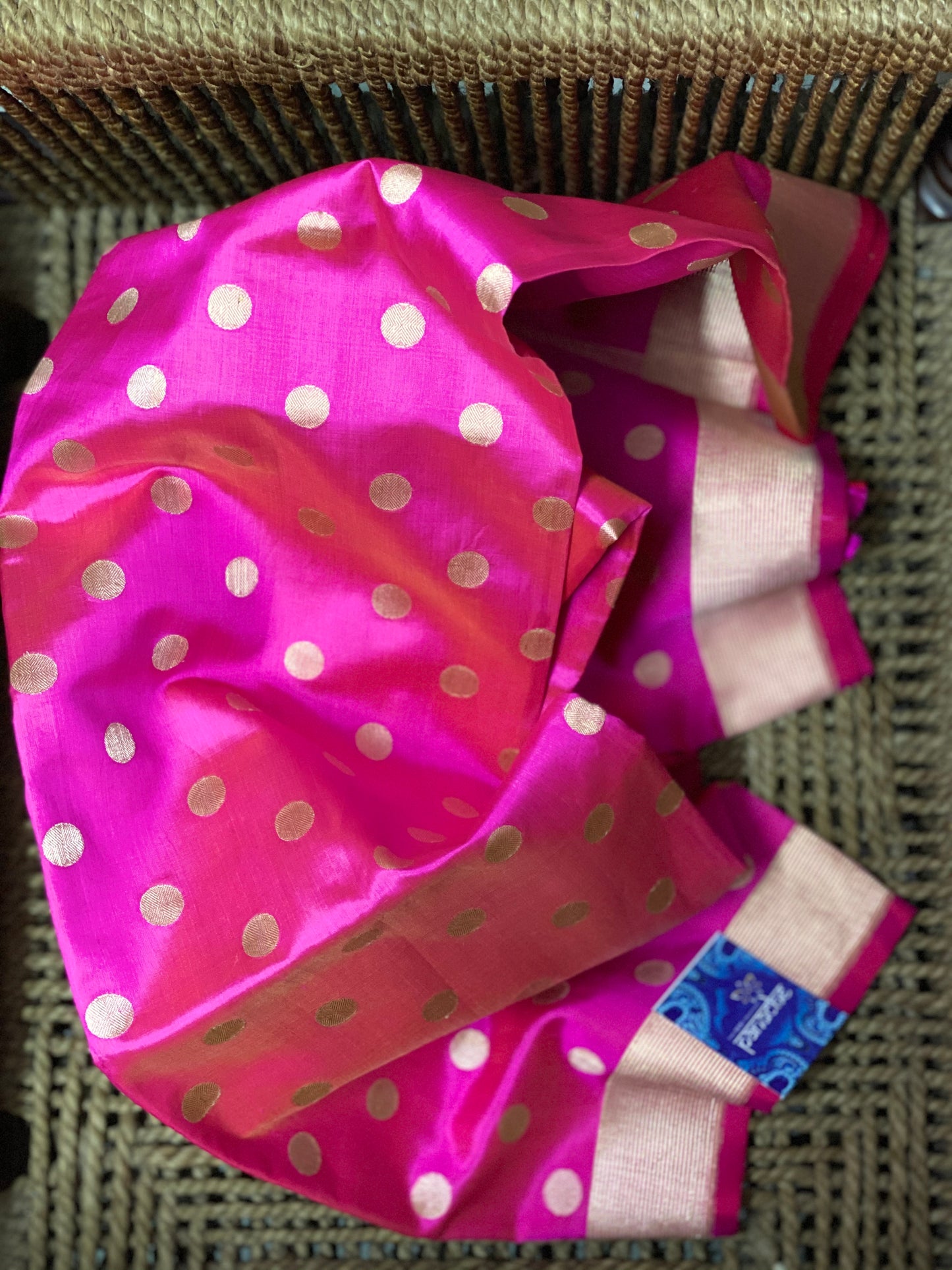 Pure Silk Banarasi Dupatta - Hot Pink Kadwa Handwoven