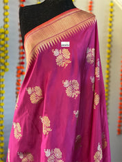 Pure Silk Katan Banarasi - Magenta Pink Kadhwa