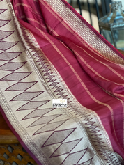 Tussar Silk Banarasi- Maroon Striped