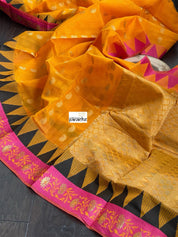 Cotton Silk - Orange Golden Zari