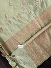 Pure Silk Banarasi - Pista Green Khadhua