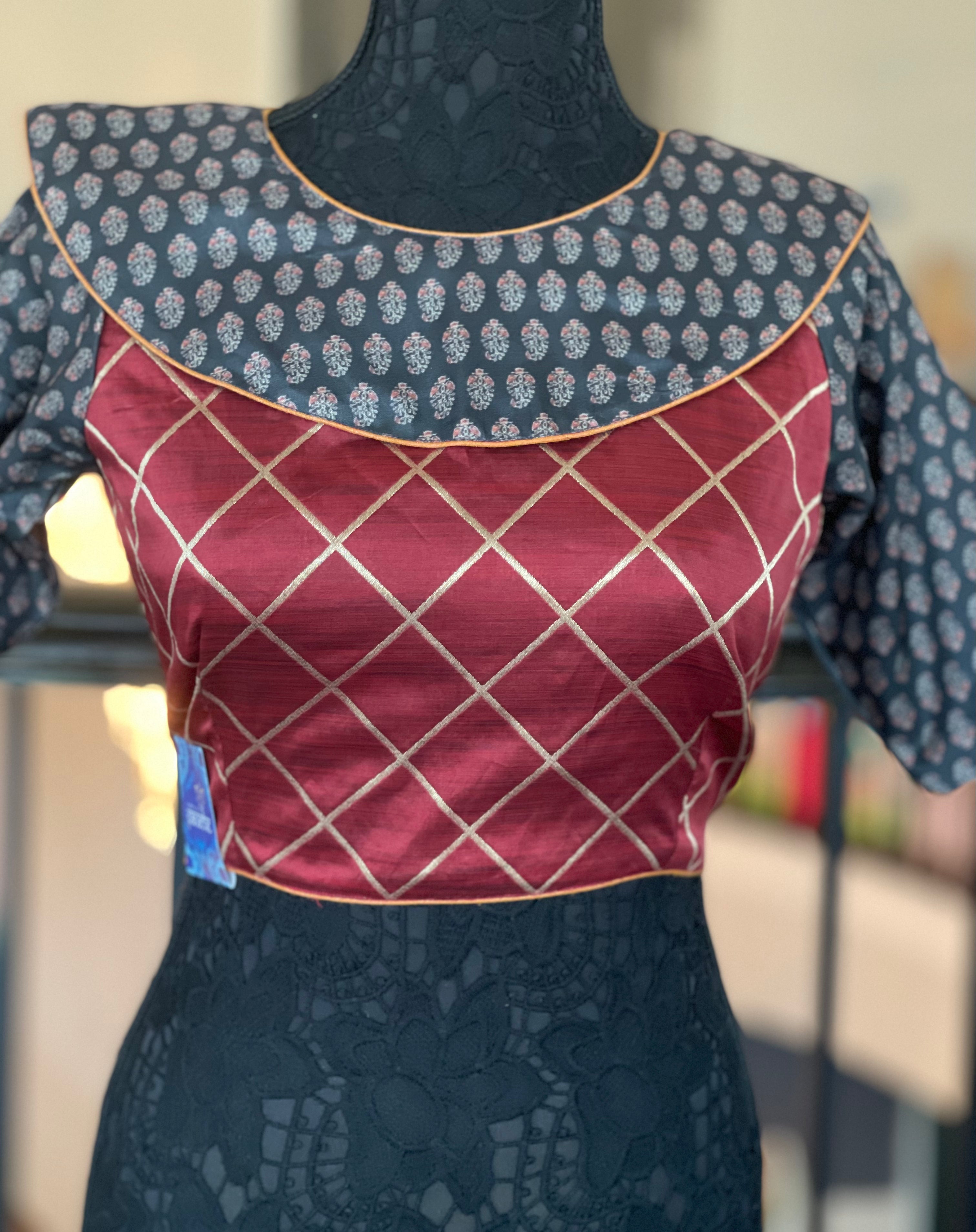 Designer Blouse - Maroon Black