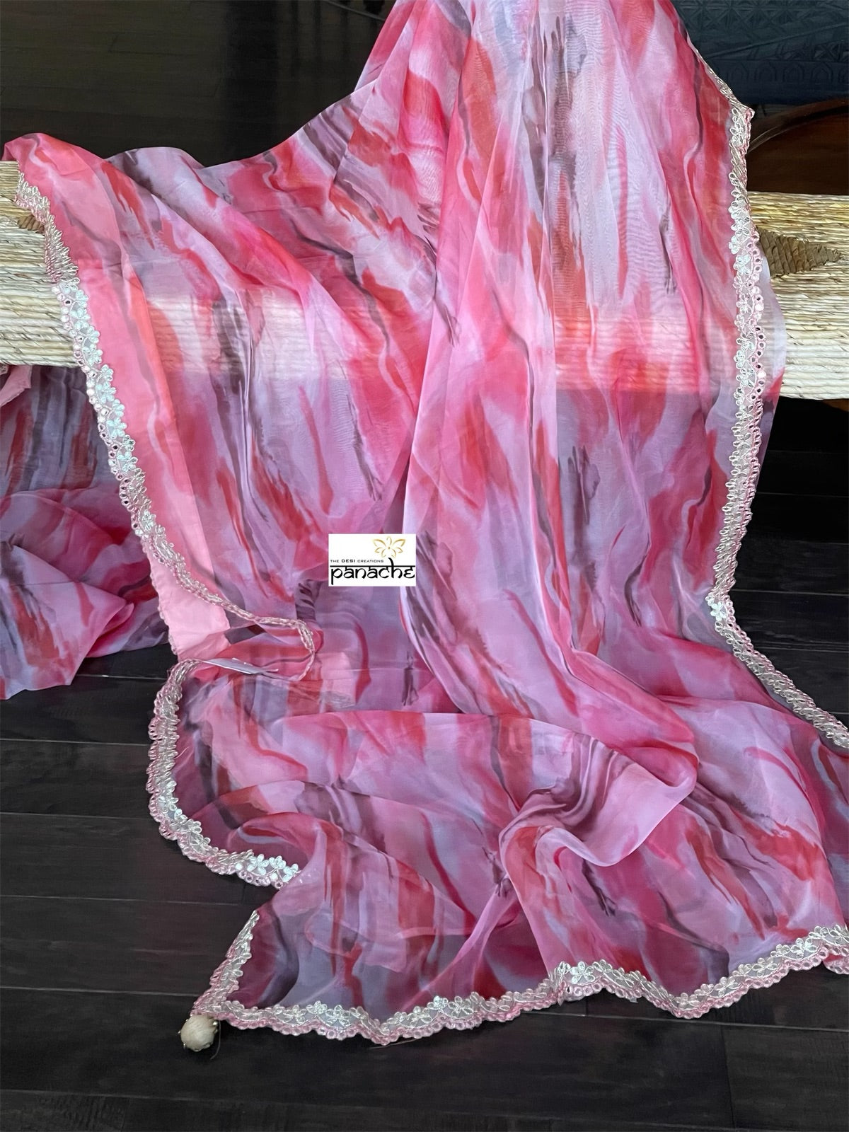 Designer Organza - Pink Tie-Dye