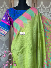 Matka Silk - Green Pink Firozi