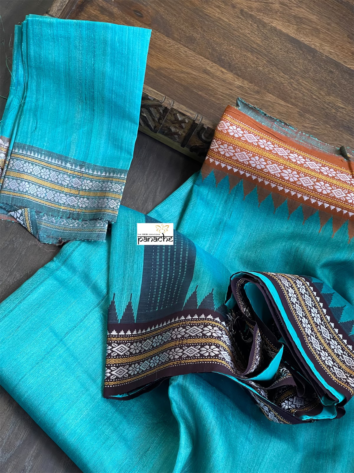 Pure Tussar Silk - Firozi Blue