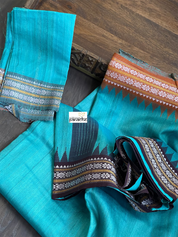 Pure Tussar Silk - Firozi Blue