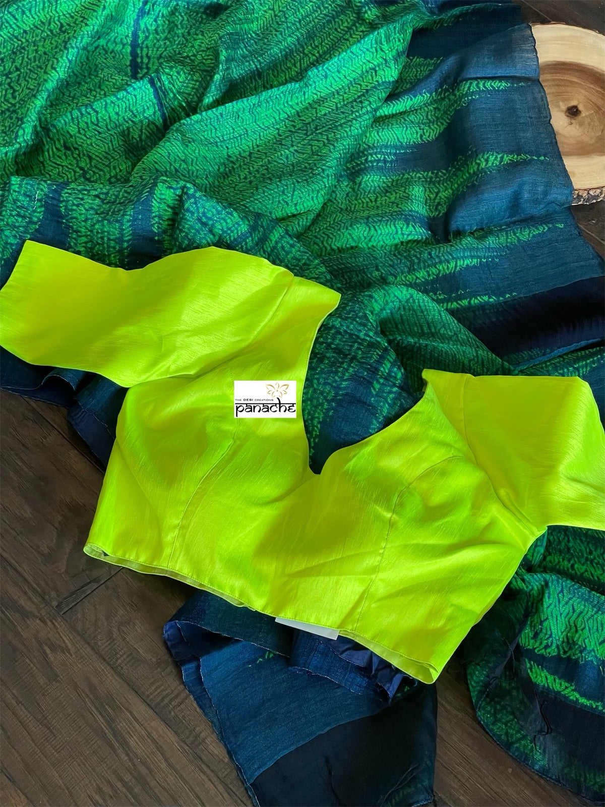Designer Blouse - Fluorescent Green Raw Silk