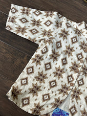 Designer Blouse - Beige Brown Ikat