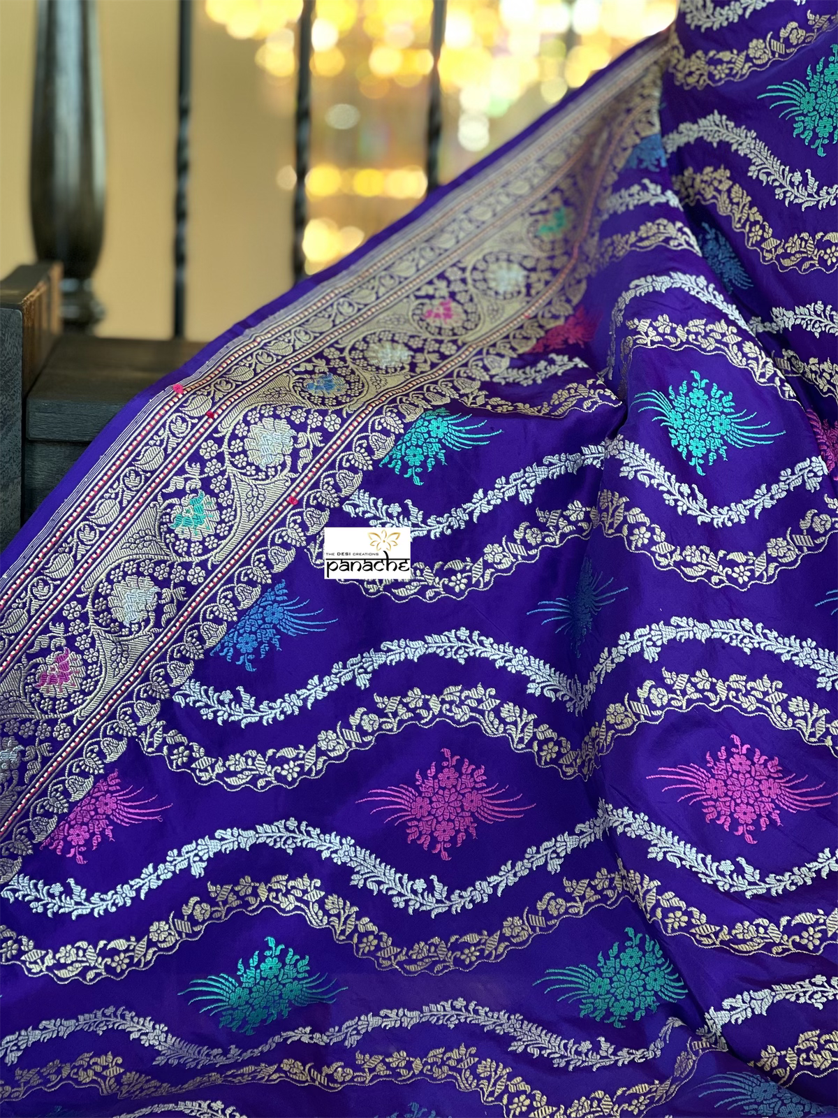 Pure Silk Kadwa Banarasi - Purple Multi Meenakari