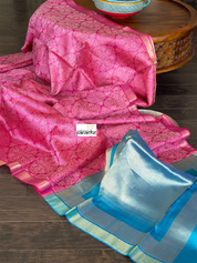 Tussar Silk - Magenta Pink Resham Woven