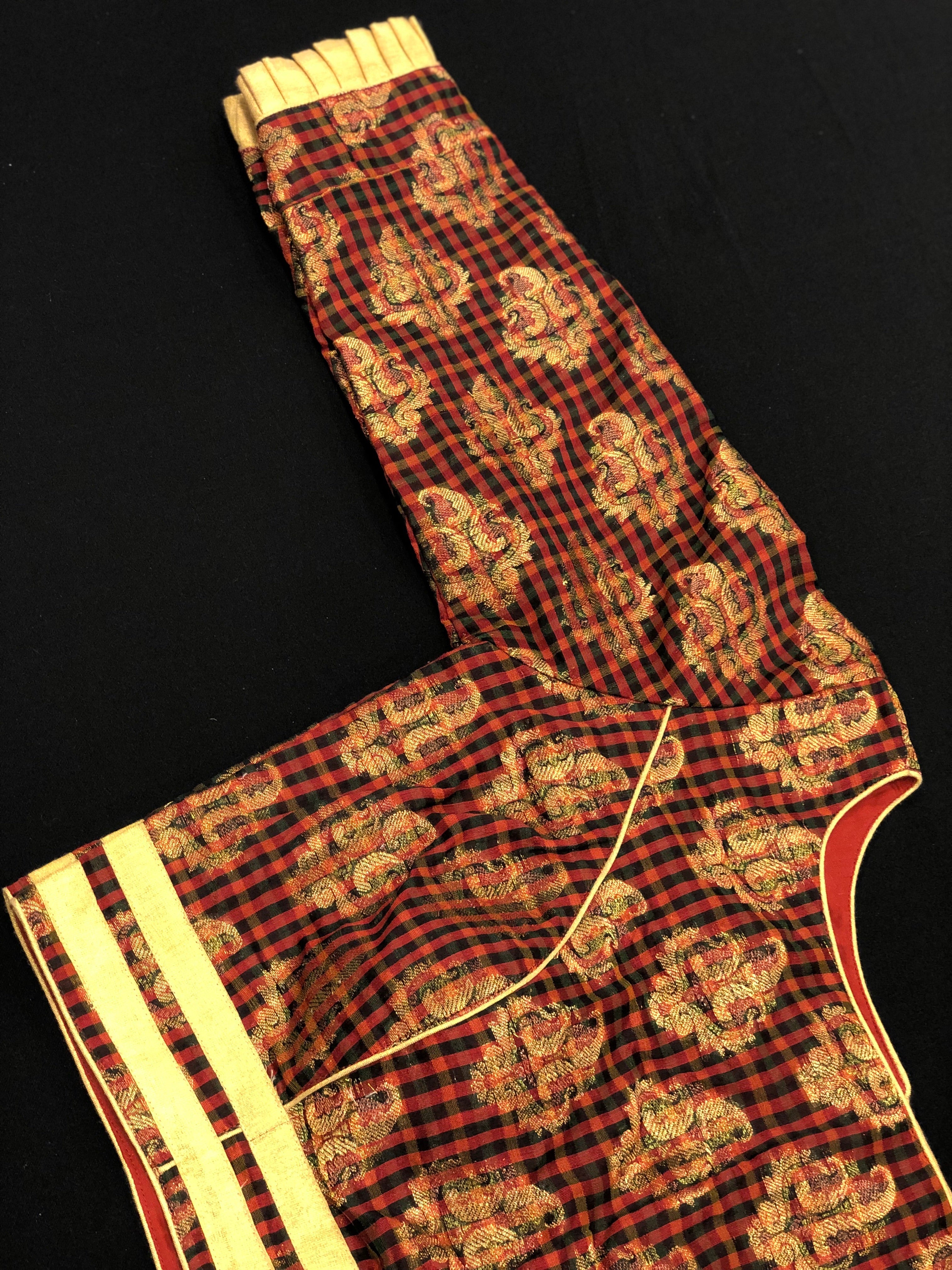 Designer Blouse - Maroon Red Black checkered