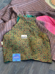 Tussar Silk -  Brown Salmon Pink