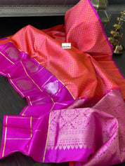 Silk Kanjivaram - Pink Orange Dual Shaded