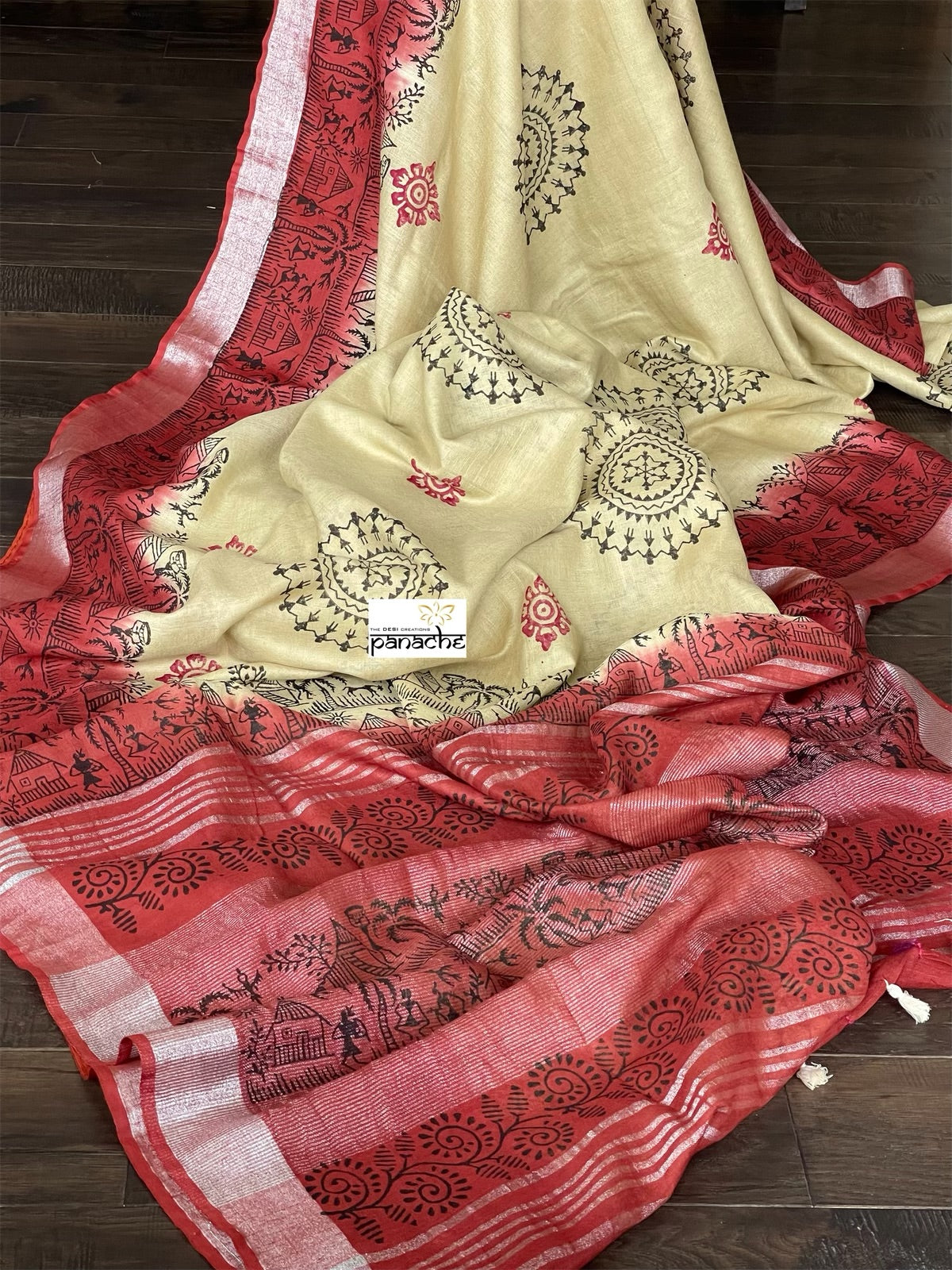 Linen Printed - Beige Yellow Maroon