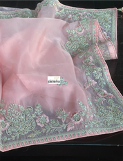 Designer Organza - Pink Embroidered